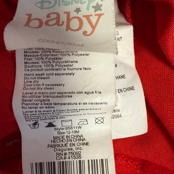 Disney Baby The Incredibles Red & Black Superhero Costume Pixar 12-18 months - Picture 7 of 14